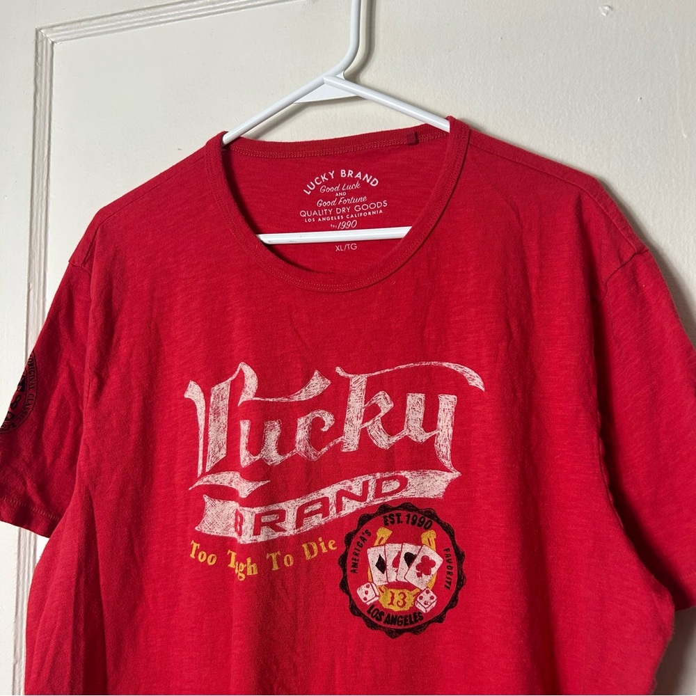 Lucky Brand red too tough to die short sleeve graphic tee men's XL - Picture 4 of 10